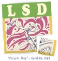 Colorful Piece of Blotter Paper with Bike Commemorating Bicycle Day, Vector Illustration