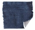 Piece of blue denim with a curved angle isolated on white background Royalty Free Stock Photo