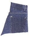 Piece of blue jeans fabric with ripped of back pocket Royalty Free Stock Photo