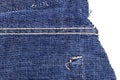 Piece of blue jeans fabric with ripped of back pocket Royalty Free Stock Photo