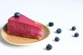 Piece Blueberry cheesecake with fresh blueberries selective focus Royalty Free Stock Photo