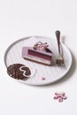 Piece of Blueberry Violet Mousse Cake