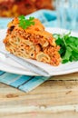 A Piece of Bolognese Pasta Bake Royalty Free Stock Photo