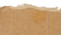 Piece of brown cardboard with torn edges on isolated background Royalty Free Stock Photo