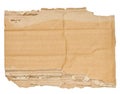 Piece of brown cardboard with torn edges on isolated background Royalty Free Stock Photo