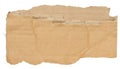 Piece of brown cardboard with torn edges on isolated background Royalty Free Stock Photo