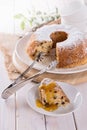 A piece of Bundt cake with fruit topping Royalty Free Stock Photo