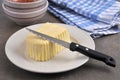 Plate of Breton butter with knife