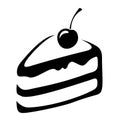 Piece of cake. Black silhouette of piece of cake isolated on white. Vector illustration Royalty Free Stock Photo
