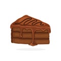 A piece of cake with chocolate glaze cream and fondant Royalty Free Stock Photo