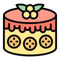 Piece cake fruit icon vector flat Royalty Free Stock Photo