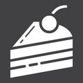 Piece of cake glyph icon, food and drink