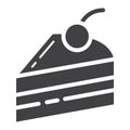 Piece of cake glyph icon, food and drink