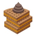 Piece cake icon isometric vector. Chocolate festival