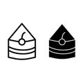 Piece of cake line and glyph icon. Sweet food vector illustration isolated on white. Cake with cherry outline style Royalty Free Stock Photo