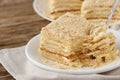 Piece of cake Napoleon puff pastry with custard cream.