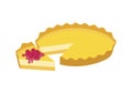 Piece of cake with raspberries icon vector