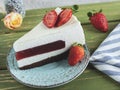 piece of cake with strawberry jelly cheesecake Royalty Free Stock Photo