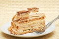 Piece of caramel meringue cake Royalty Free Stock Photo