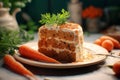 a piece of carrot cake on a plate Royalty Free Stock Photo
