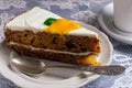 Piece of carrot cake on a plate Royalty Free Stock Photo