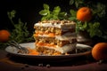 a piece of carrot cake on a white plate Royalty Free Stock Photo