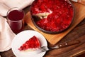 A piece of cheese cake with red jelly and berries Royalty Free Stock Photo