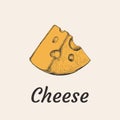 Piece of Cheese Hand Drawn Vector Illustration