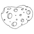 Piece of cheese with holes icon. Vector of cheese with big holes. Hand drawn cartoon piece of cheese Royalty Free Stock Photo