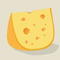 Piece of cheese with holes. Vector Illustration.