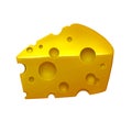 Piece of cheese with holes yellow cartoon icon illustration. Royalty Free Stock Photo