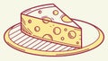 A piece of cheese inside a speech bubble for food-related chat. vector design Generative AI Royalty Free Stock Photo