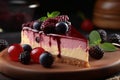 Piece cheesecake berry baked. Generate Ai