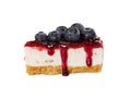 Piece of cheesecake with jam and fresh blueberries Royalty Free Stock Photo