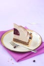 Piece of Chestnut and Blackcurrant Entremet Cake