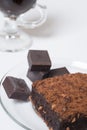 Piece of chocolat cake with chocolat. close up Royalty Free Stock Photo
