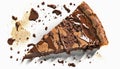 A piece of chocolate brownie pie on a white background. Royalty Free Stock Photo