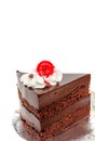 Piece of chocolate cake and cherry Royalty Free Stock Photo