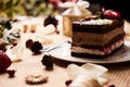 Piece of Christmas cake souffle Royalty Free Stock Photo