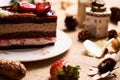 Piece of Christmas cake souffle Royalty Free Stock Photo