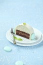 Piece of Christmas Mint Chocolate Yule Log Royalty Free Stock Photo