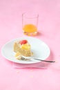 Piece of Coconut Tart with Fresh Grapefruit and Pineapple Gummies