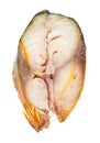 Piece of cold-smoked mackerel fish isolated