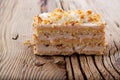 Piece of creamy hazelnut cake on Royalty Free Stock Photo
