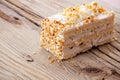 Piece of creamy hazelnut cake on Royalty Free Stock Photo