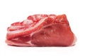 Piece of crude meat of pork on a white background