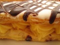 Custard Slice With Chocolate Webbing.