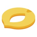 Piece of cutted apricot icon, isometric style