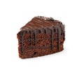 Piece of delicious chocolate cake isolated Royalty Free Stock Photo