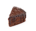 Piece of delicious chocolate cake isolated Royalty Free Stock Photo